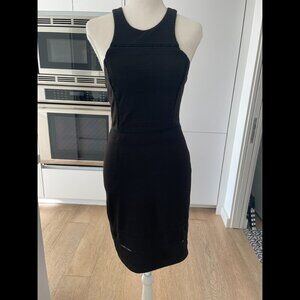 Black Bodycon Midi Dress Cutout Detail Racerback Sheath XS